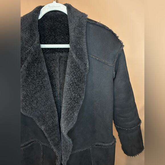 Zara Black REVERSIBLE LONG COAT SUEDE Size XS EUC - Picture 16 of 16